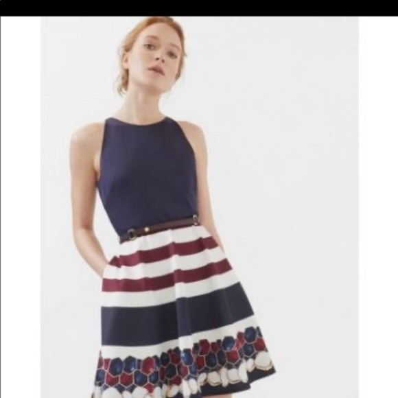 Ted Baker Navy/white dress size 4 (US size 10) NWT - Picture 4 of 5